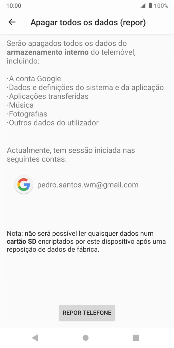 Prima REPOR TELEFONE.