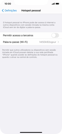 Prima Palavra-passe (Wi-Fi) e introduza a password pretendida.