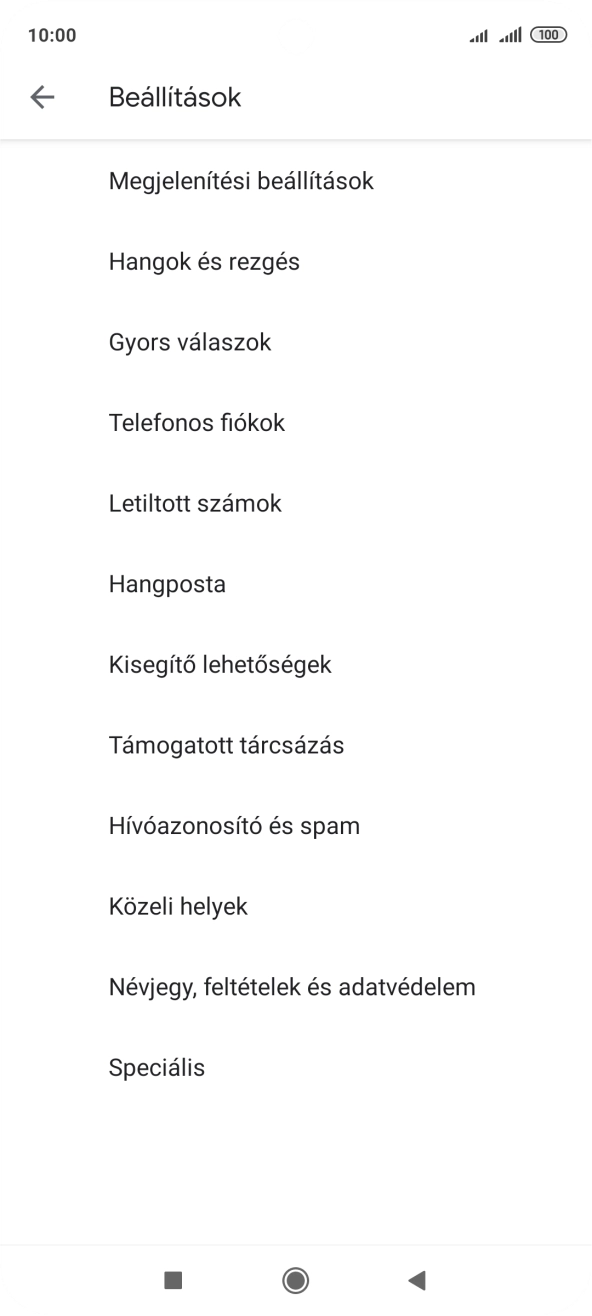 Válaszd a Telefonos fiókok lehetőséget.