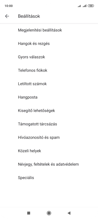 Válaszd a Telefonos fiókok lehetőséget.