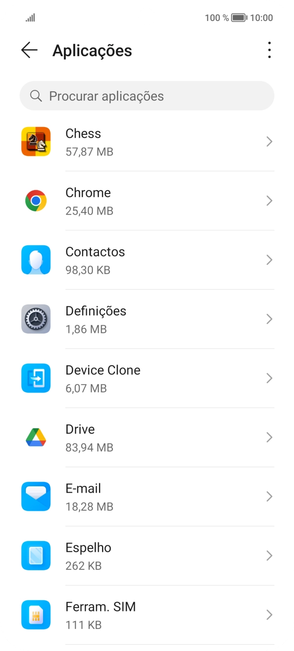 Prima a app pretendida.