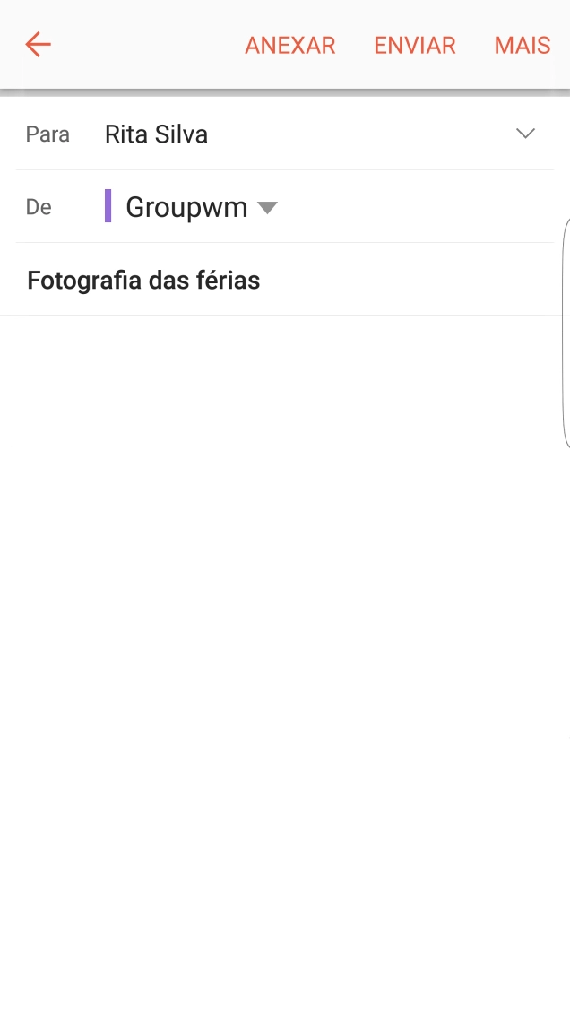 Prima o campo de escrita e escreva o texto do e-mail.