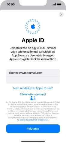 Válaszd a Folytatás lehetőséget.