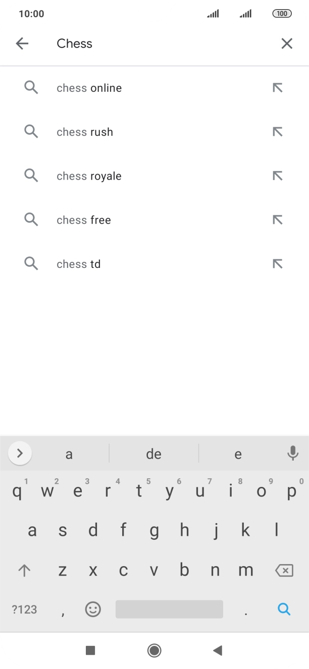 Introduza o nome ou categoria da app pretendida e prima o ícone para pesquisar.
