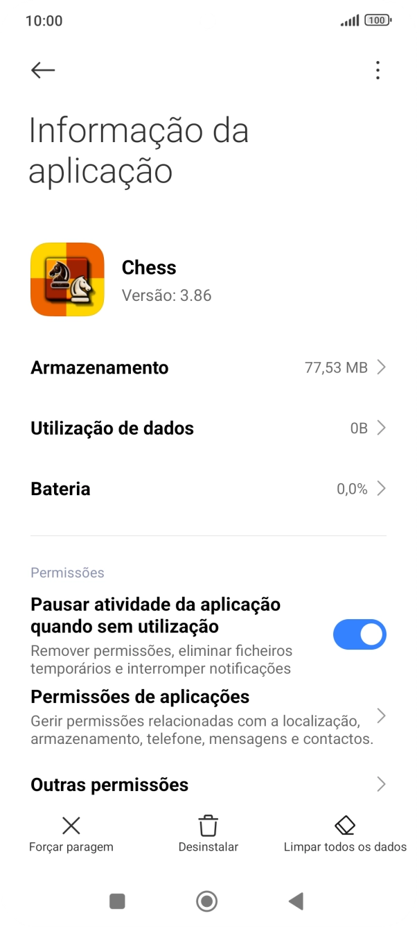 Prima a tecla de início para terminar e voltar ao ecrã inicial.