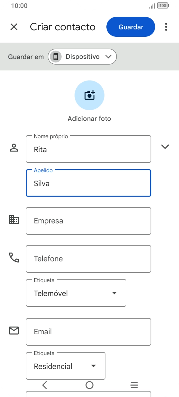 Prima Telefone e introduza o número de telefone pretendido.