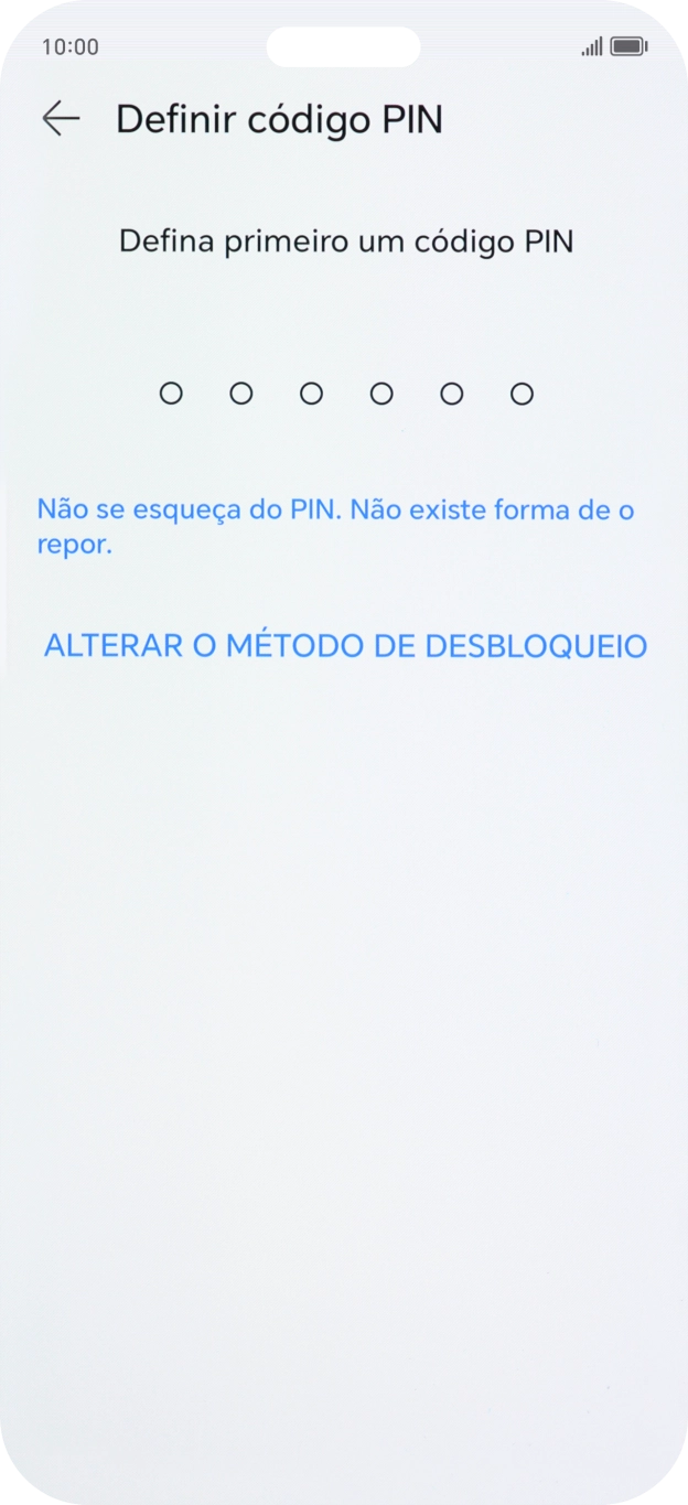 Prima ALTERAR O MÉTODO DE DESBLOQUEIO.