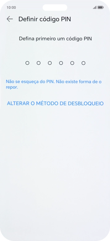 Prima ALTERAR O MÉTODO DE DESBLOQUEIO.