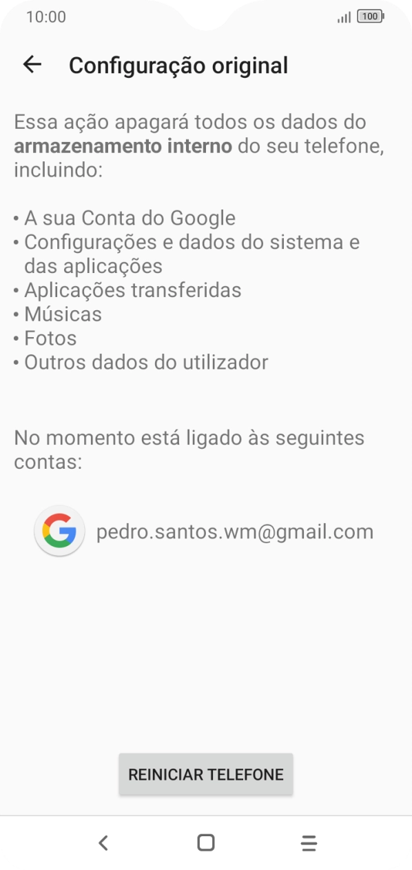 Prima REINICIAR TELEFONE.