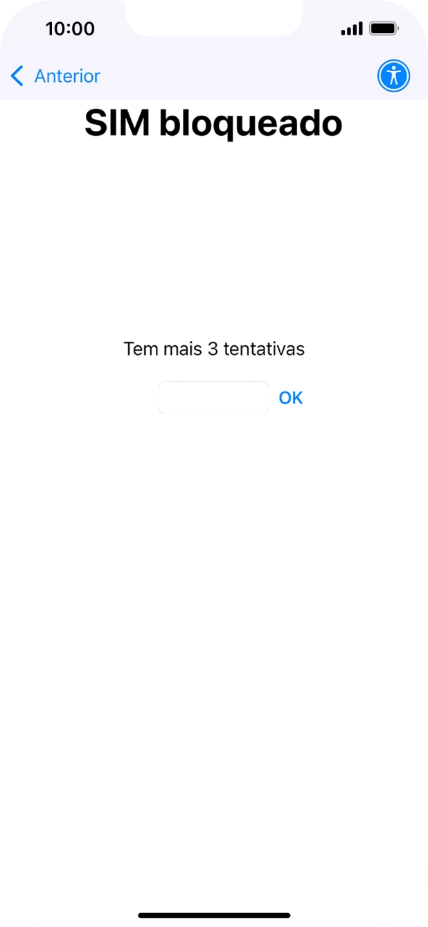 Se o cartão SIM estiver bloqueado, deve introduzir o código PIN e premir OK.