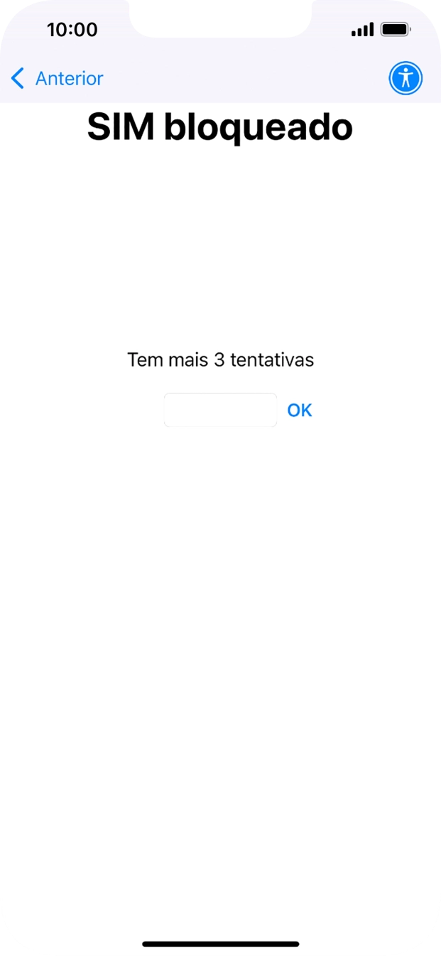 Se o cartão SIM estiver bloqueado, deve introduzir o código PIN e premir OK.