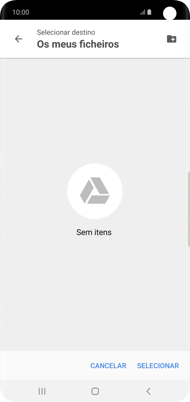 Se quiser criar uma nova pasta, prima o ícone de nova pasta e siga as indicações no ecrã para criar uma nova pasta.