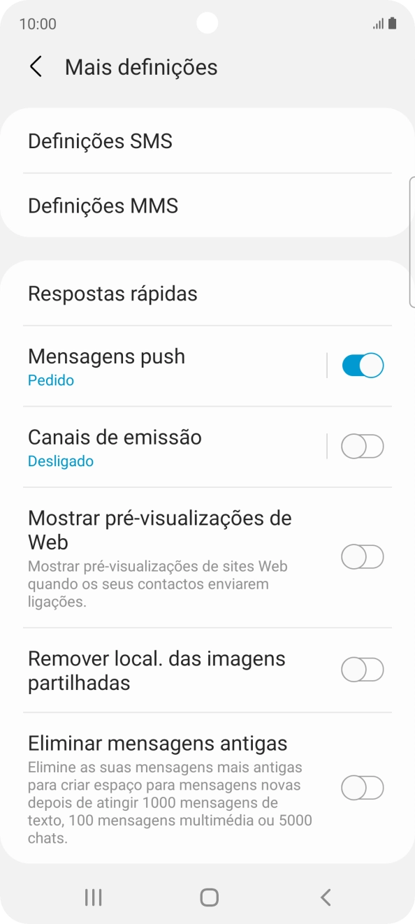 Prima Definições SMS.