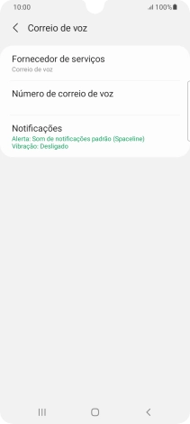 Prima Número de correio de voz sob o cartão SIM pretendido.
