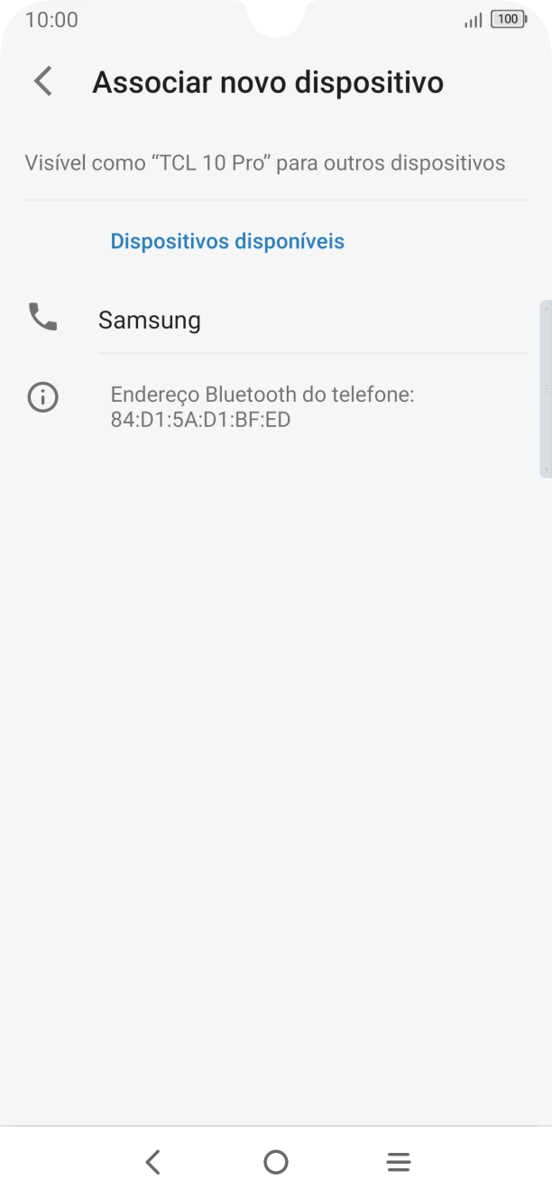 Prima o dispositivo Bluetooth pretendido e siga as indicações no ecrã para emparelhar o dispositivo pretendido com o telefone.