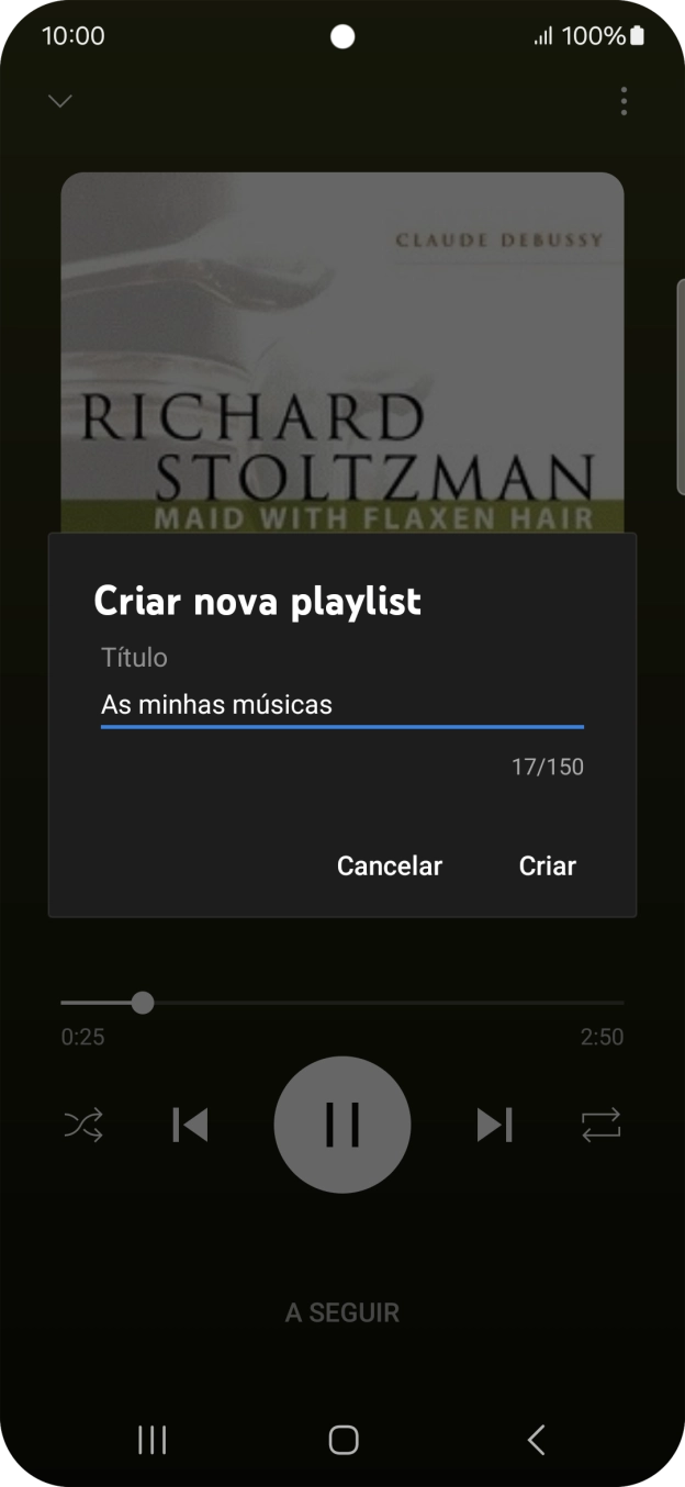 Introduza o nome pretendido para a lista de reprodução e prima Criar.