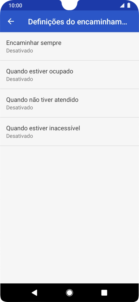 Prima o tipo de desvio pretendido.