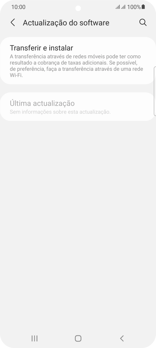 Prima Transferir e instalar. Se existir uma nova versão de software disponível, será agora indicado no ecrã. Siga as indicações no ecrã para atualizar o software do telefone.