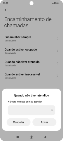 Introduza 123 e prima Ativar.