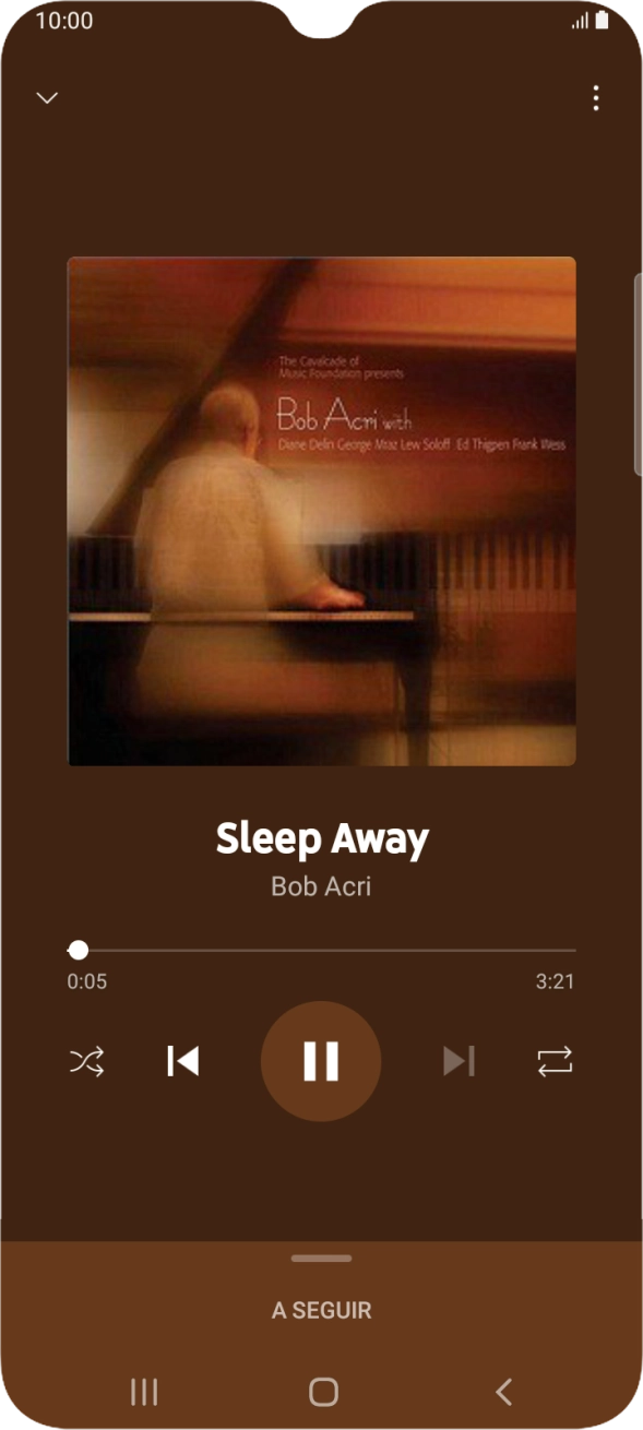 Prima a seta para a direita para ir para o ficheiro de música seguinte.