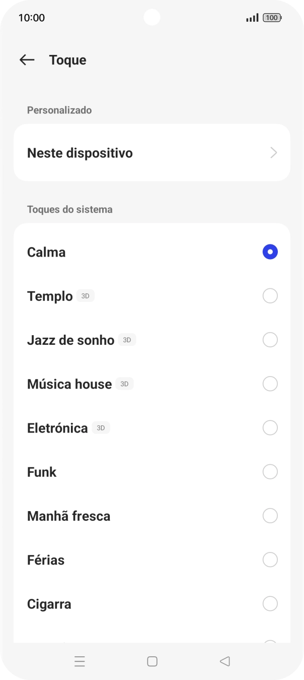 Prima os tons de toque pretendidos para os ouvir.