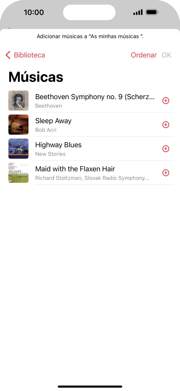 Vá até à categoria pretendida e prima o ficheiro de música pretendido.