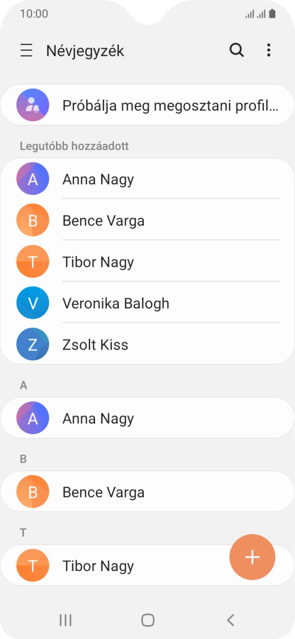 Kattints az új kontaktok ikonra.
