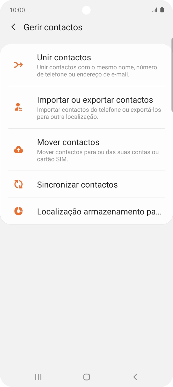 Prima Importar ou exportar contactos.