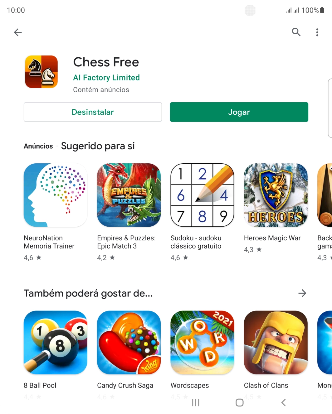 Prima a tecla de início para terminar e voltar ao ecrã inicial.