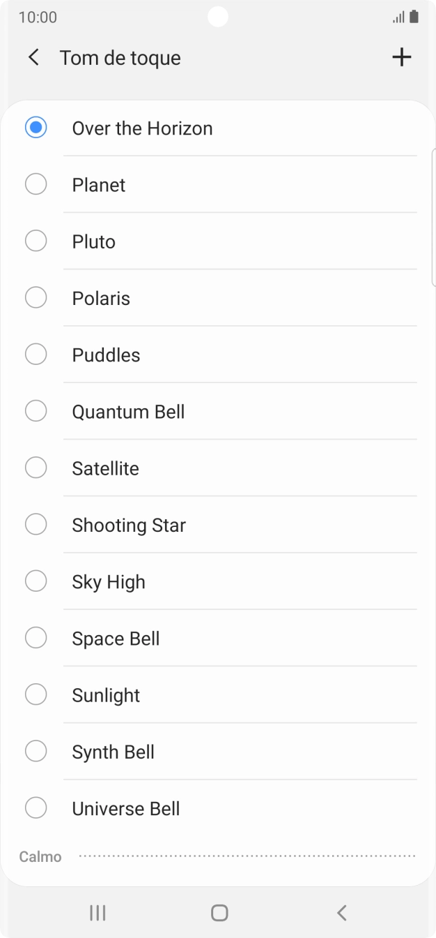 Prima o ícone para adicionar um tom de toque.
