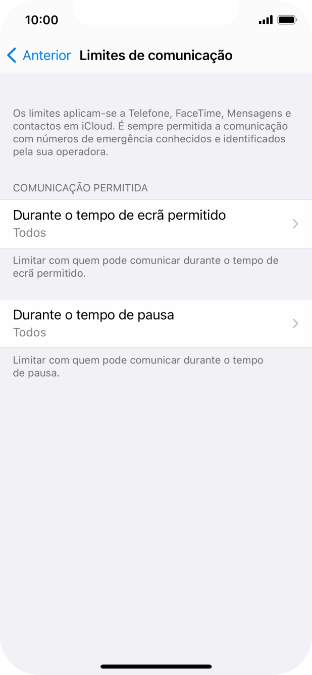 Prima Durante o tempo de ecrã permitido.