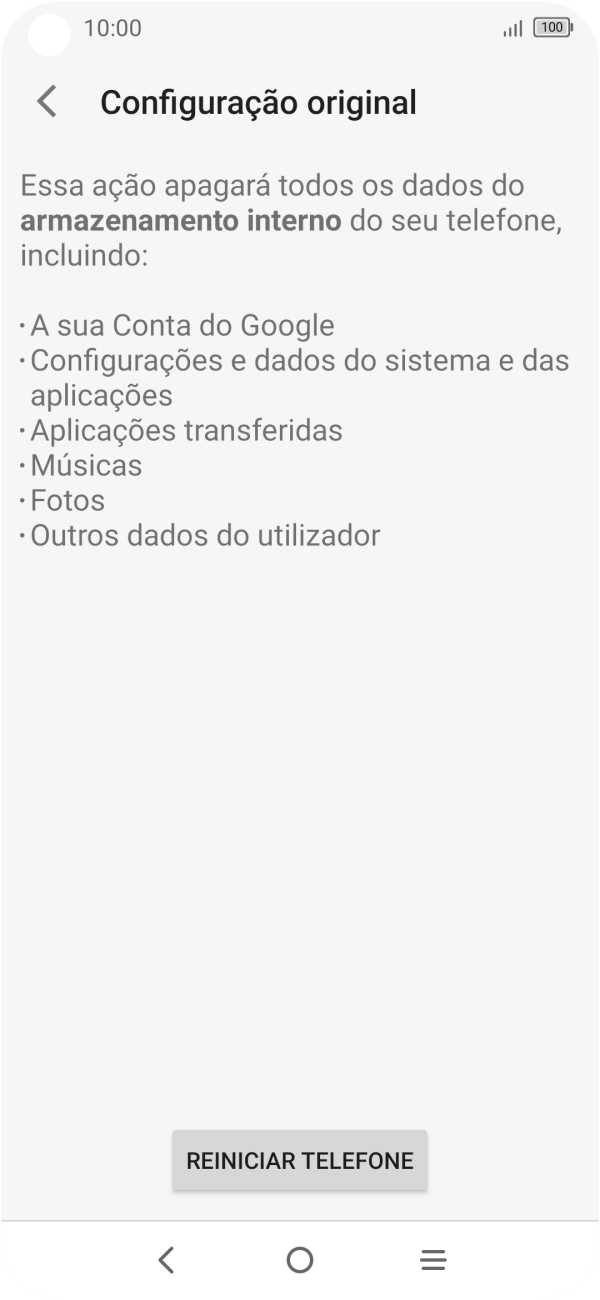 Prima REINICIAR TELEFONE.