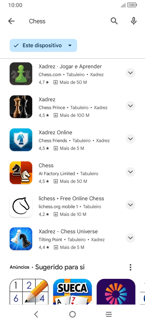 Prima a app pretendida.