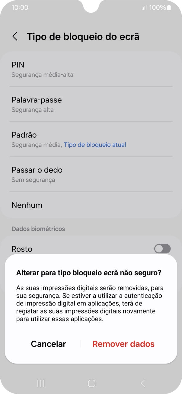 Prima Remover dados.