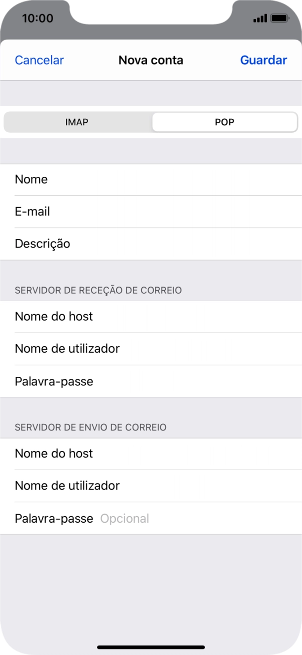 Prima Palavra-passe e introduza a password da sua conta de e-mail.