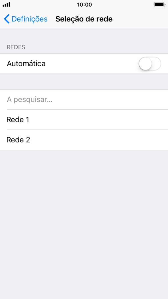 Se desativar a função, prima a rede pretendida.
