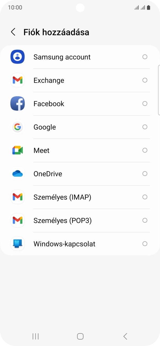 Válaszd a Google lehetőséget.