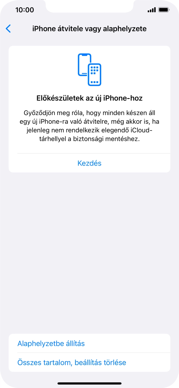 Válaszd az Alaphelyzetbe állítás lehetőséget.