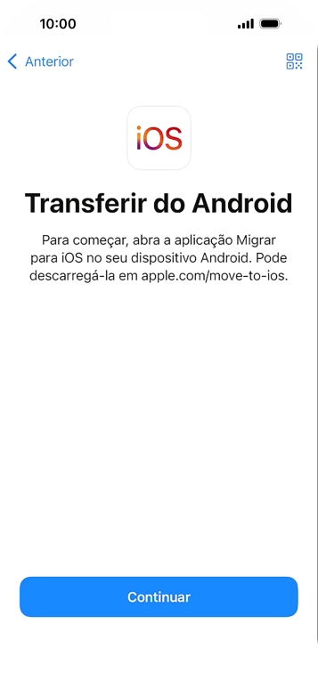 Antes de ser possível transferir conteúdo para o seu telefone, é necessário instalar a app 