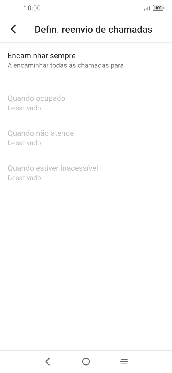 Prima o tipo de desvio pretendido.