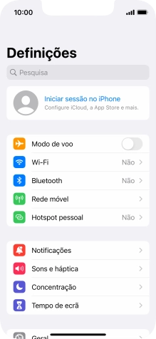 Prima Iniciar sessão no iPhone.