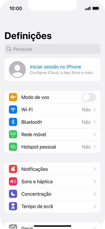 Prima Iniciar sessão no iPhone.