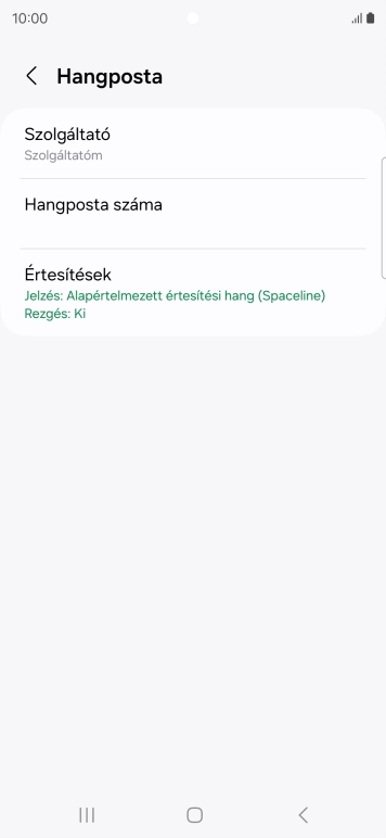 Válaszd a Hangposta száma lehetőséget.