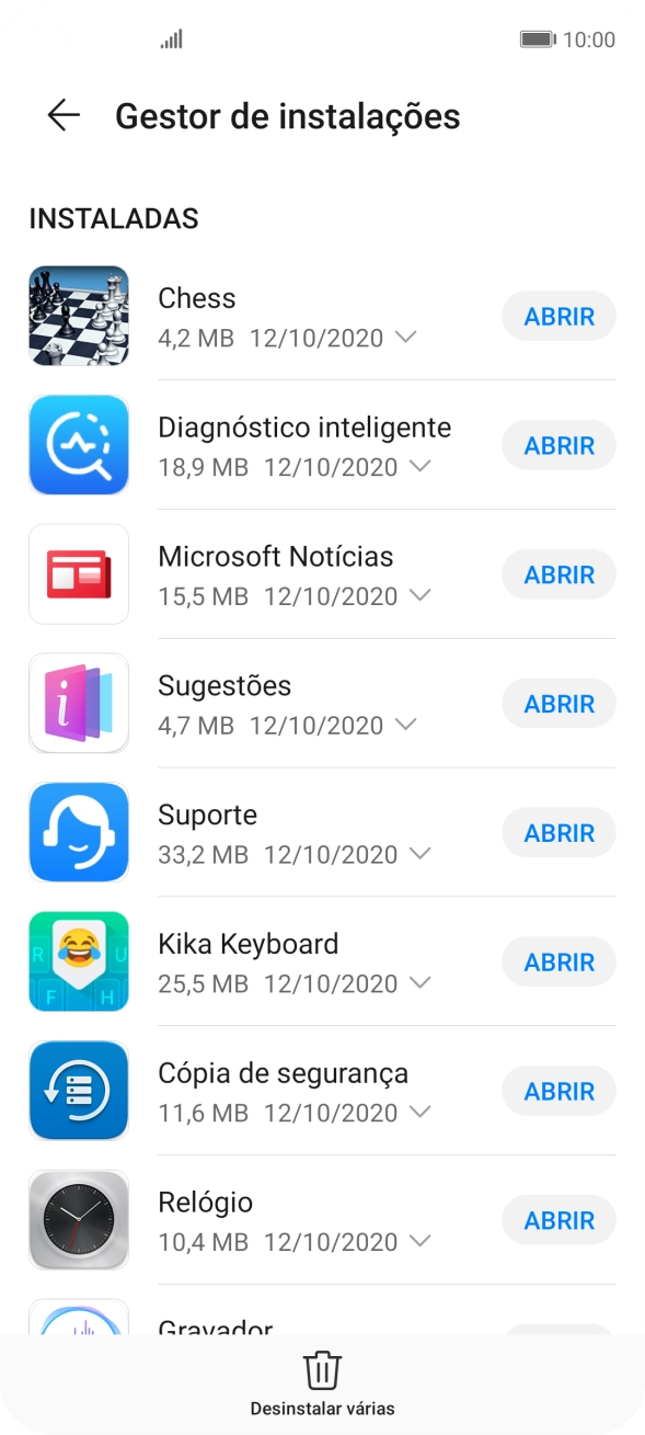 Prima a app pretendida.