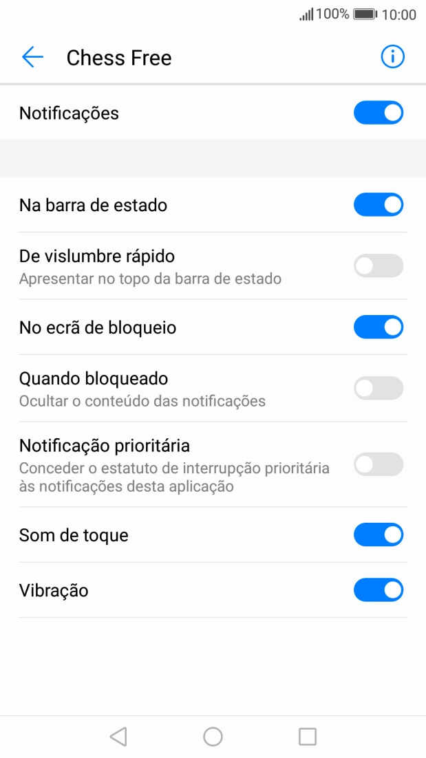 Prima Notificações para ativar ou desativar a função.
