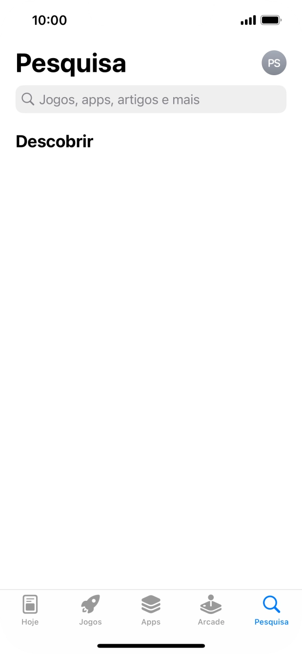 Prima o campo de pesquisa e introduza o nome ou categoria da app pretendida.