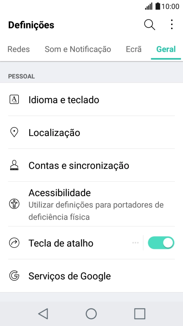 Prima Idioma e teclado.