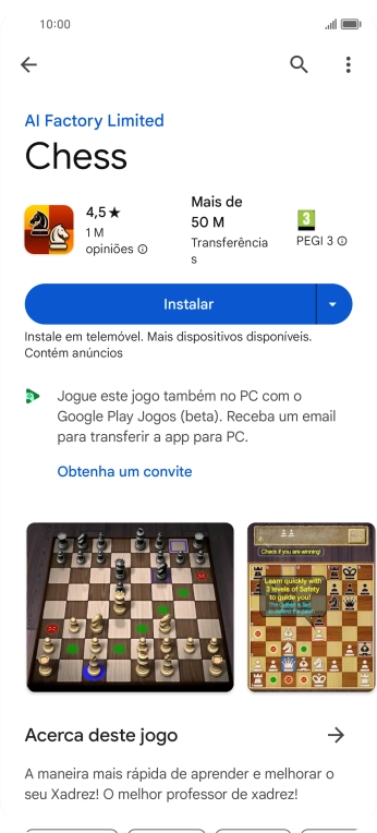 Prima Instalar e siga as indicações no ecrã para instalar a app.