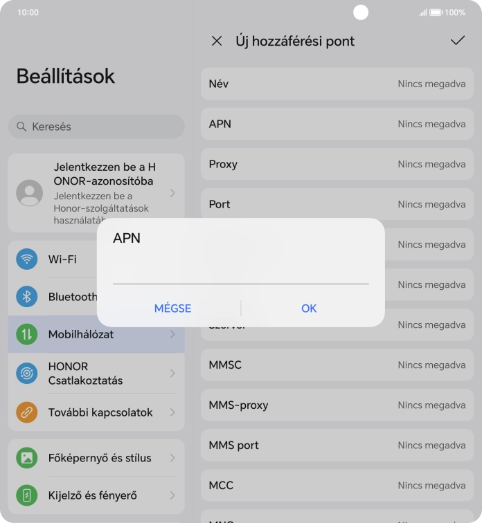 Amennyiben előfizetésed van, írd be azt, hogy mms.vodafone.net, és válaszd az OK lehetőséget.