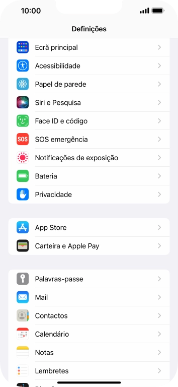 Prima Face ID e código.